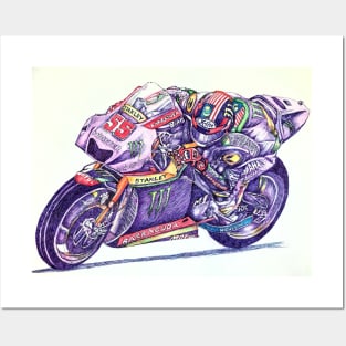 Ballpoint Sketching MotoGP Team No 55 Hafiz Syahrin Posters and Art